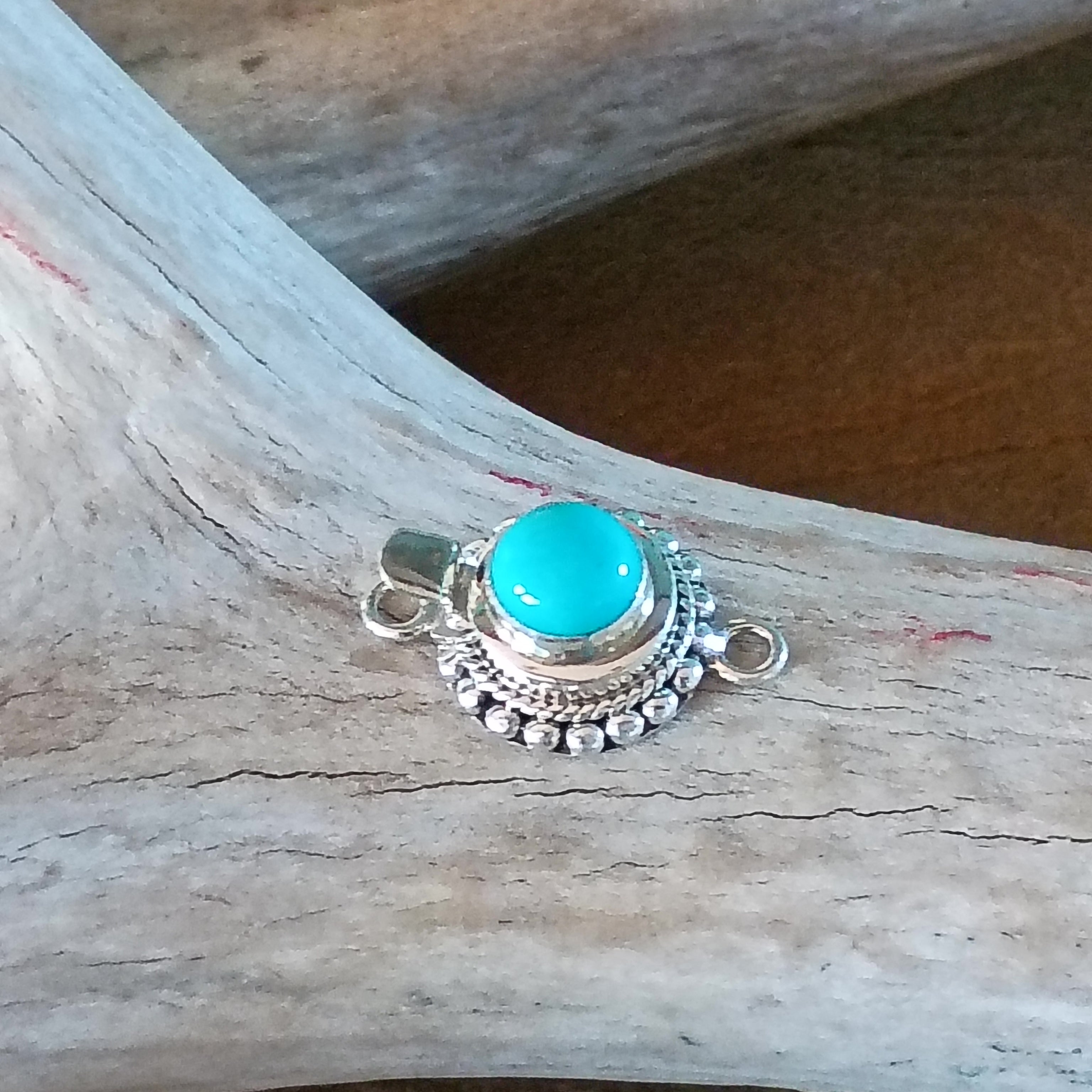 Gem Grade Egyptian Turquoise Sterling Granulated Clasp Sterling Silver 8mm