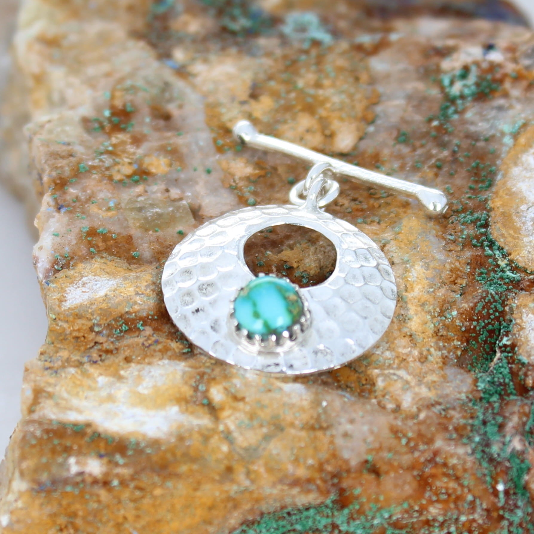 Blue Sonoran Mountain Turquoise Toggle Clasp Sterling 7mm