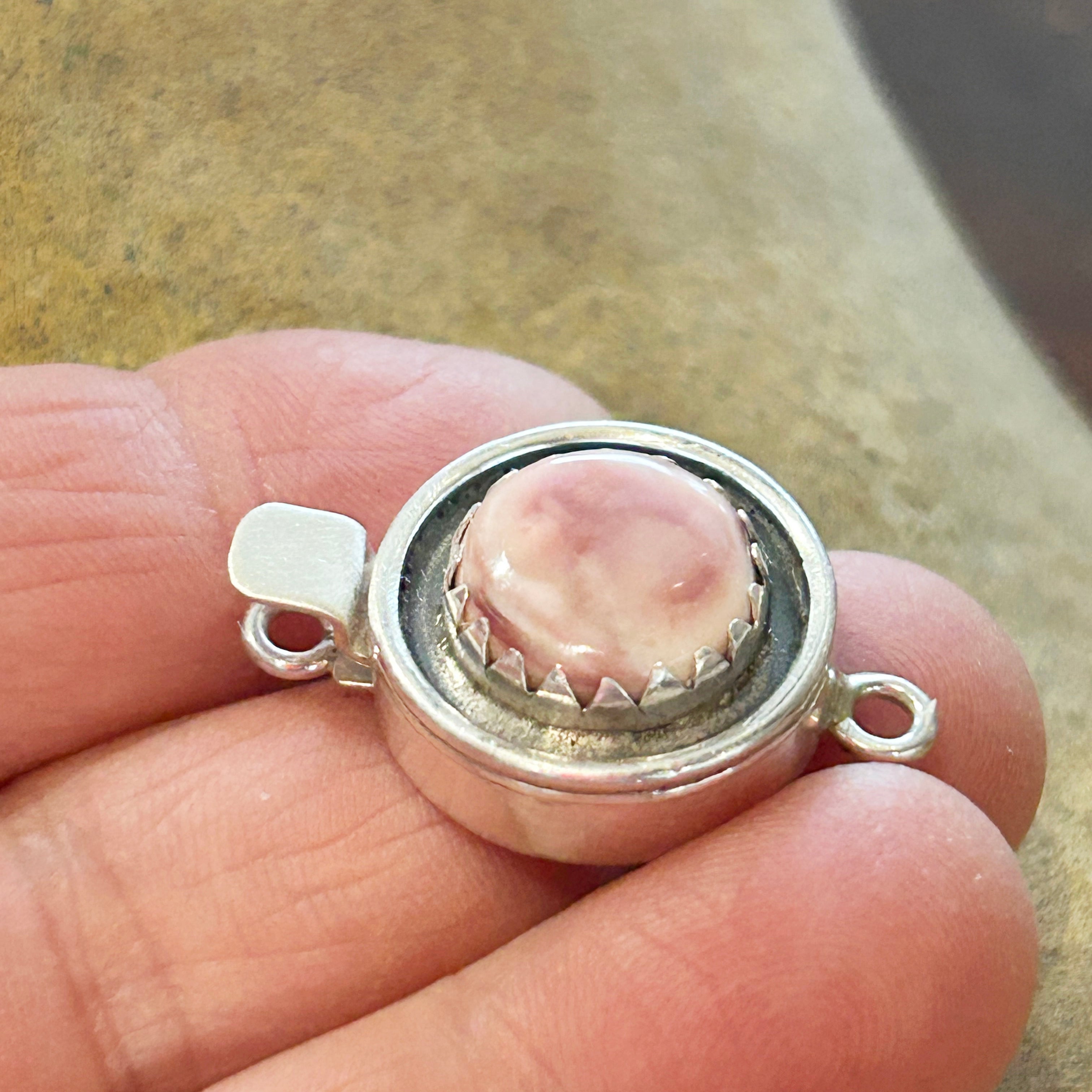Lavender Spiny Oyster Shell Clasp Sterling Silver 12mm Handmade Southwest