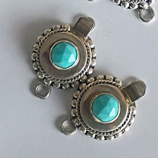 AAA Faceted Chinese Turquoise Sterling Clasp NewWorldGems Round 6mm