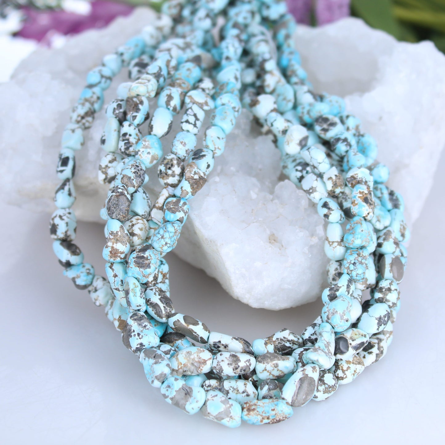 LONE MOUNTAIN Turquoise Beads 8x10mm Rocky Potato Shape 16"