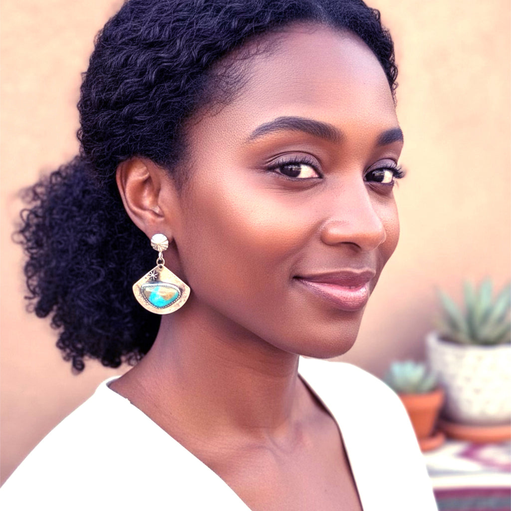 ROYSTON Turquoise Earrings Sterling Blue Golden