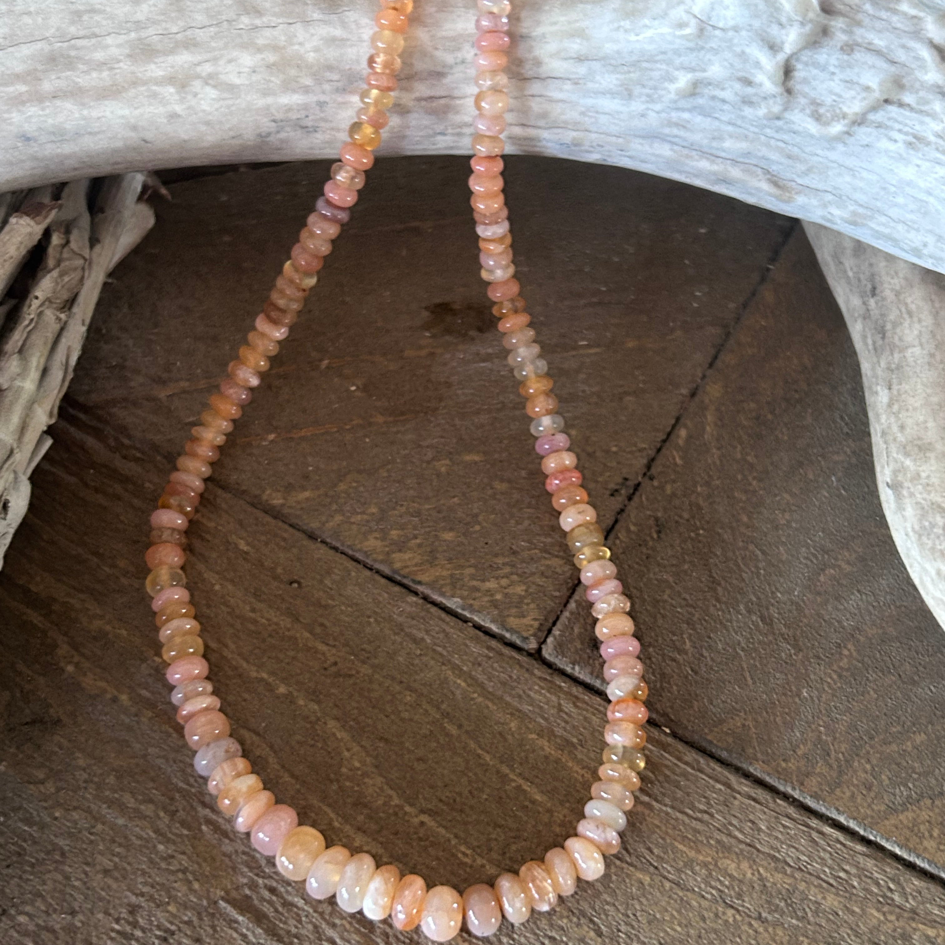 Stunning Mexican Opal Beads Rondelles Apricot Graduated 4 to 6.7mm 16"