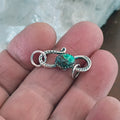 AAA Bisbee Arizona Malacite Clasp Sterling Oval Shape 6x8mm Southwestern Design