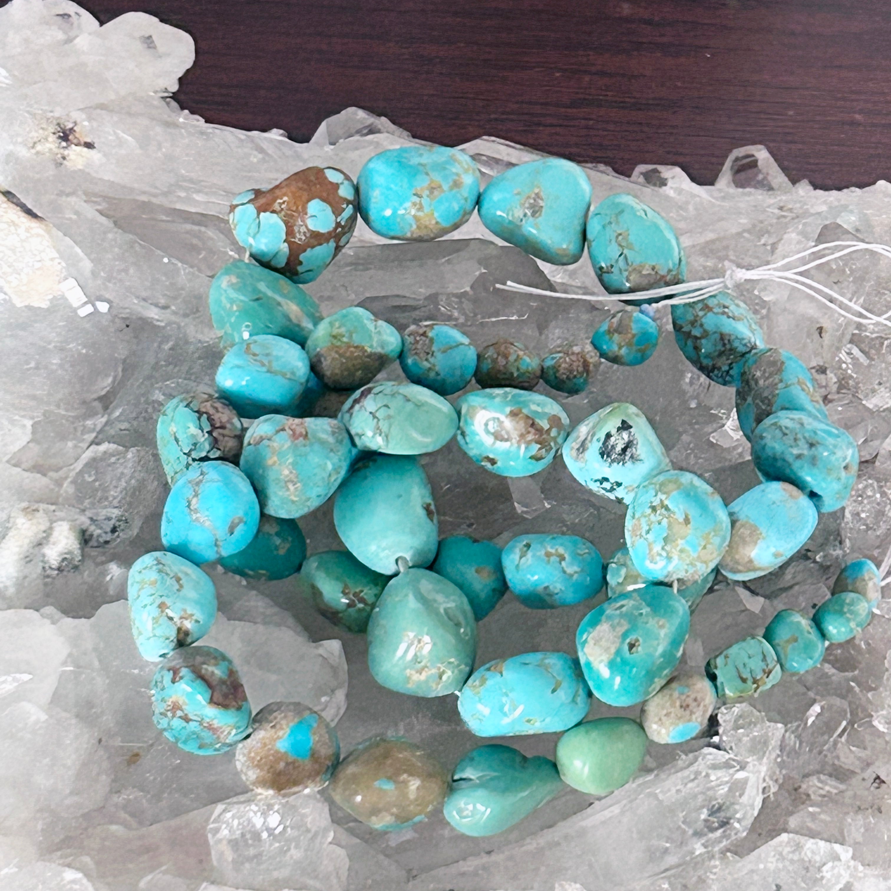 Kingman Turquoise Beads Multi Color Green Aqua 16" 6-12x14mm