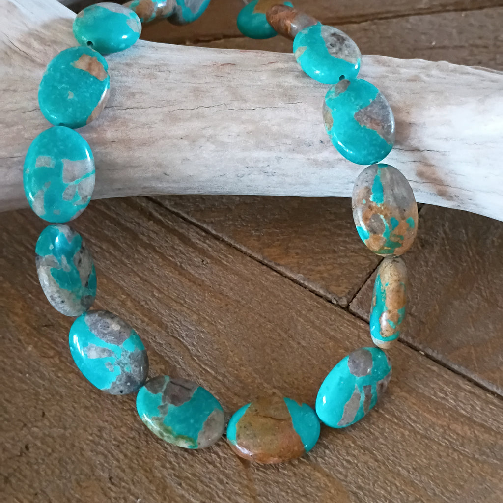Beautiful Pilot Mountain TURQUOISE Oval Beads 16 Pieces 18x13mm Drilled