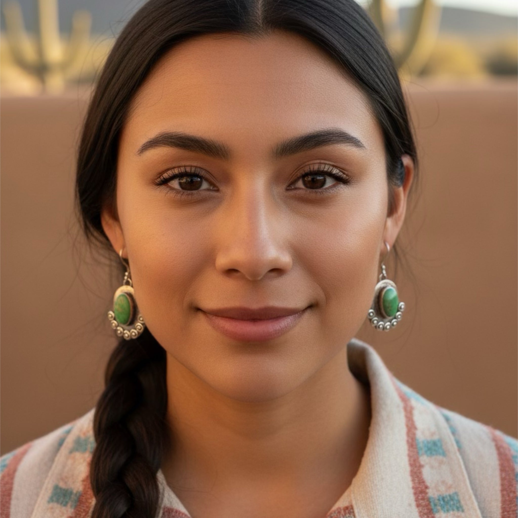 Emerald Valley Turquoise Earrings Sterling Oval Boho Southwestern