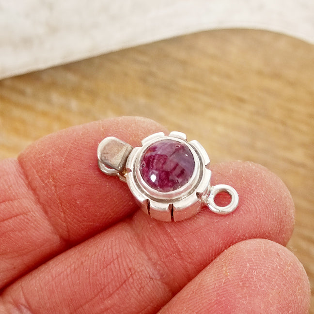 Deep Purple Spiny Oyster Clasp 8mm Round Southwestern Design Sterling