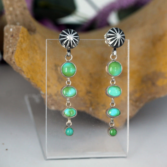 AAA Sonoran Gold Turquoise Earrings Dangles 4 Stones