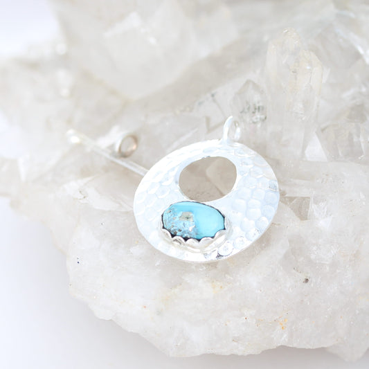 Ethereal Lone Mountain Turquoise Matrix Toggle Clasp Sterling 6x8.5mm