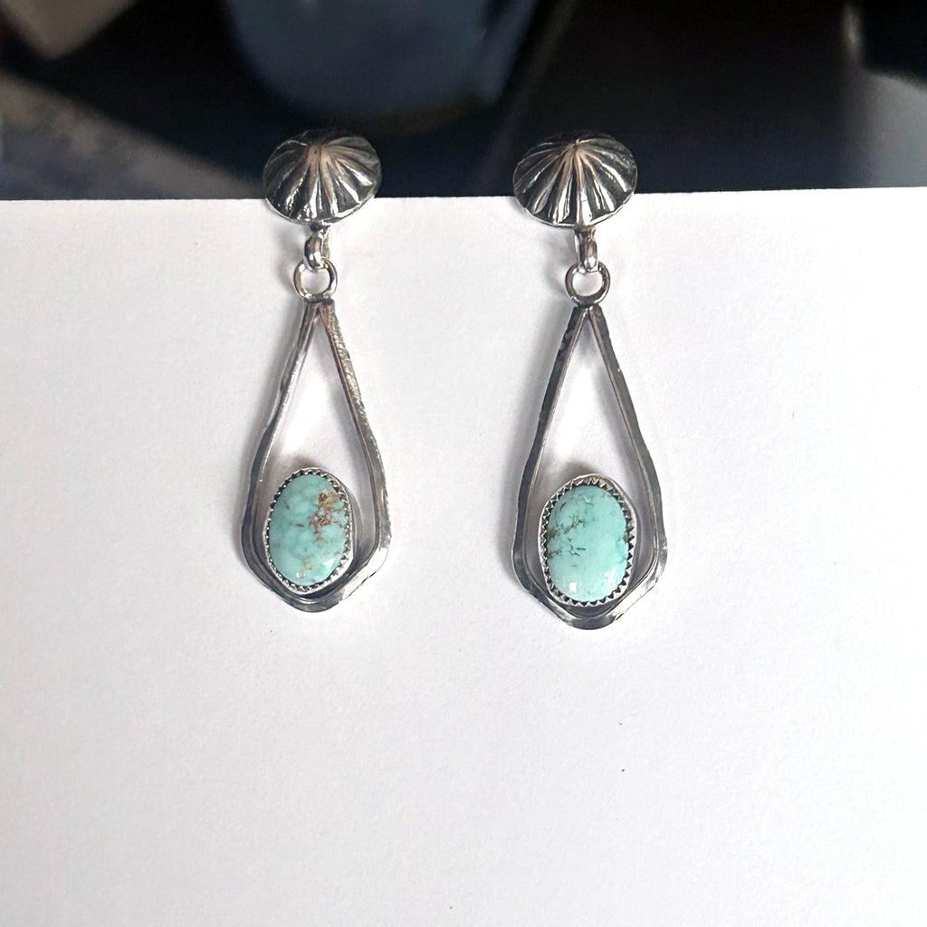 AAA DRY CREEK Turquoise Earrings Sterling Large Teardrops Southwest