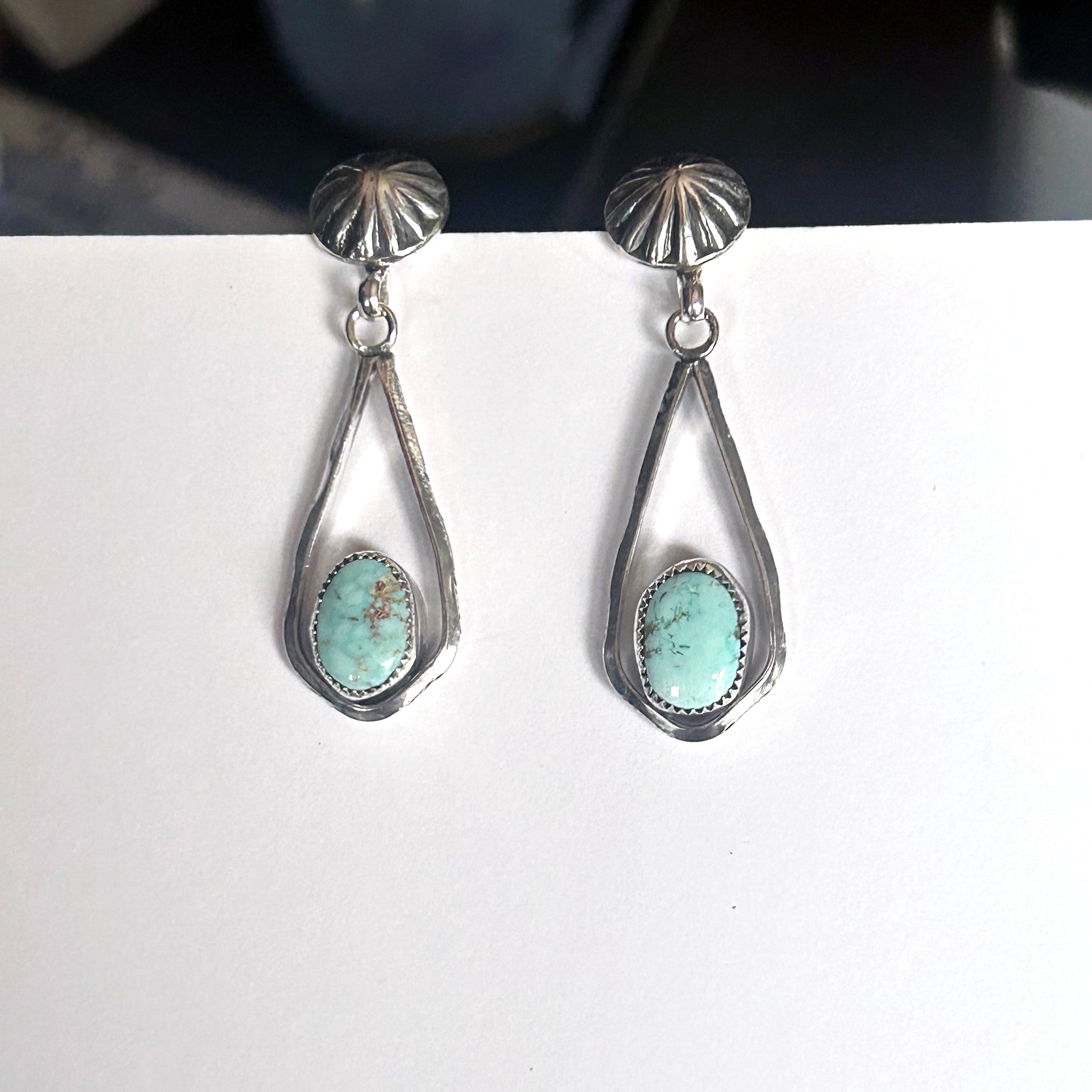 AAA DRY CREEK Turquoise Earrings Sterling Large Teardrops Southwest