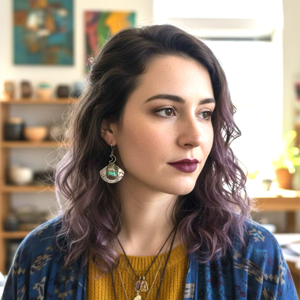 Mountain Scape North Star Golden Green Royston Turquoise Earrings Southwest