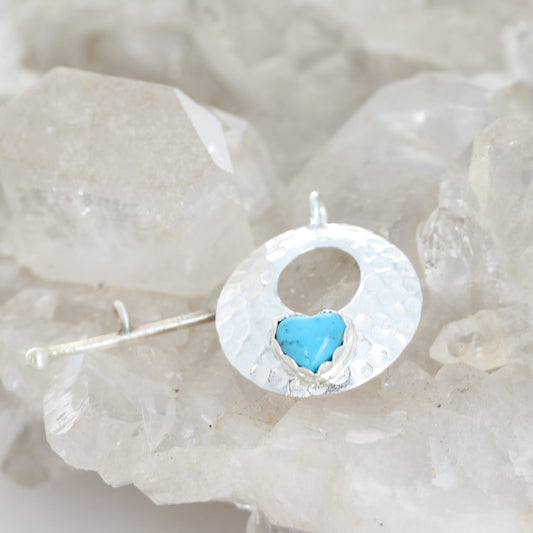 AAA Blue Heart Shaped Kingman Turquoise Toggle Clasp Sterling Silver 8mm