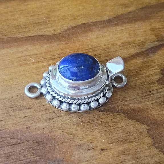 Rich Blue Lapis Clasp Sterling Oval 8x10mm NewWorldGems