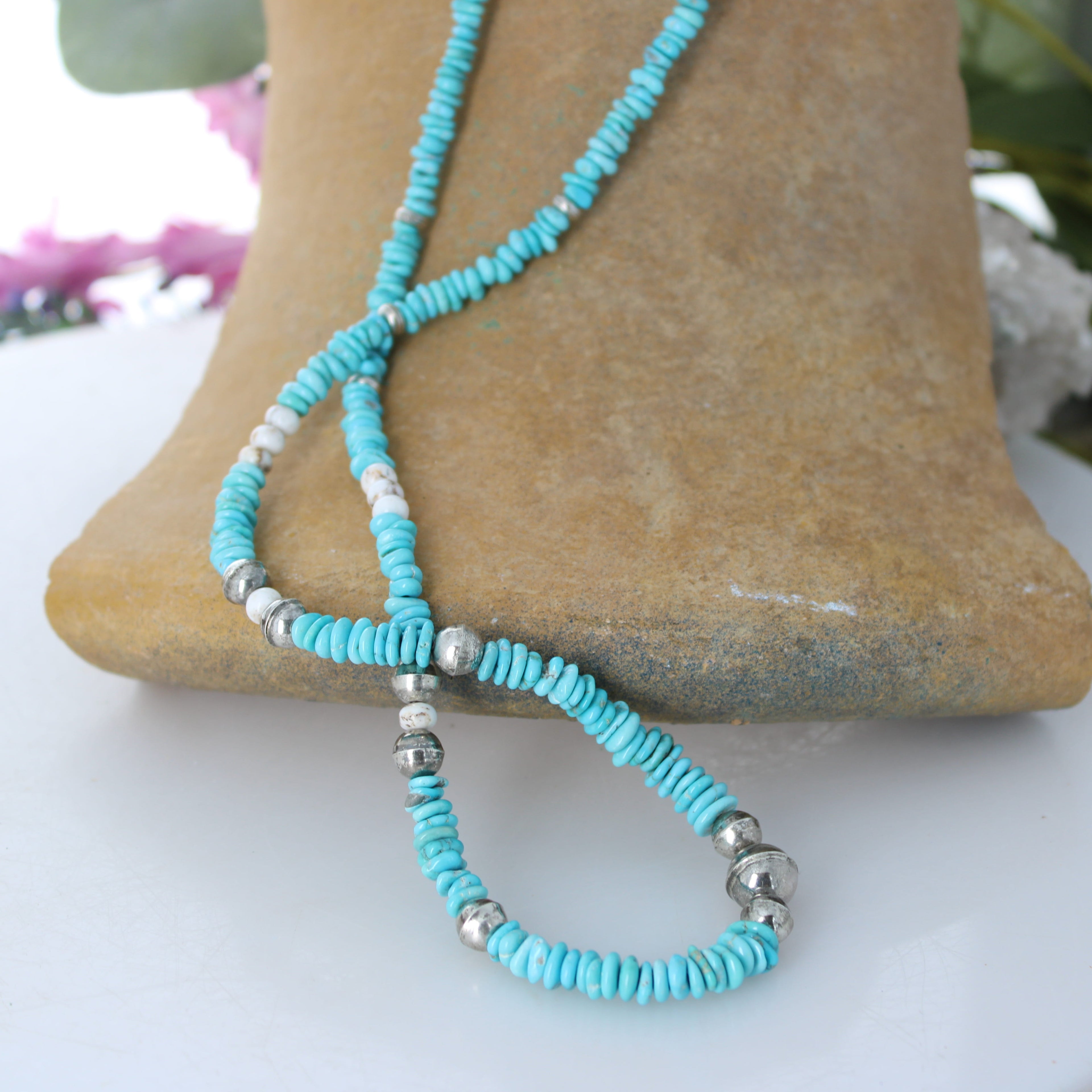 Lone Mountain Turquoise Necklace Spiny Oyster Pendant Sterling Beads