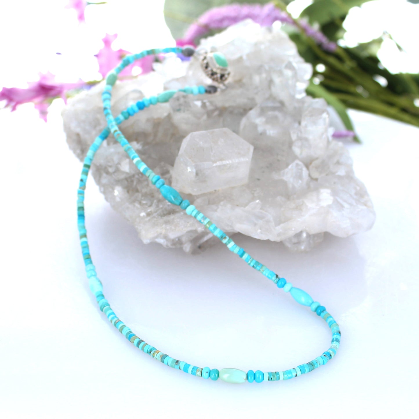 100% Natural Sleeping Beauty Turquoise Necklace Multi Color Sterling