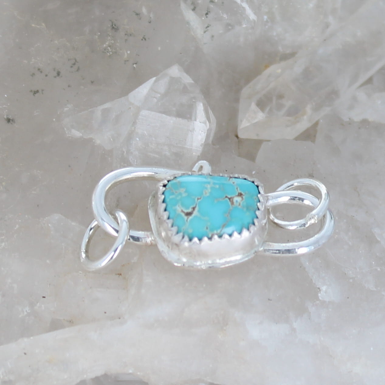 Bright Blue Pilot Mountain Turquoise Clasp Sterling Southwestern