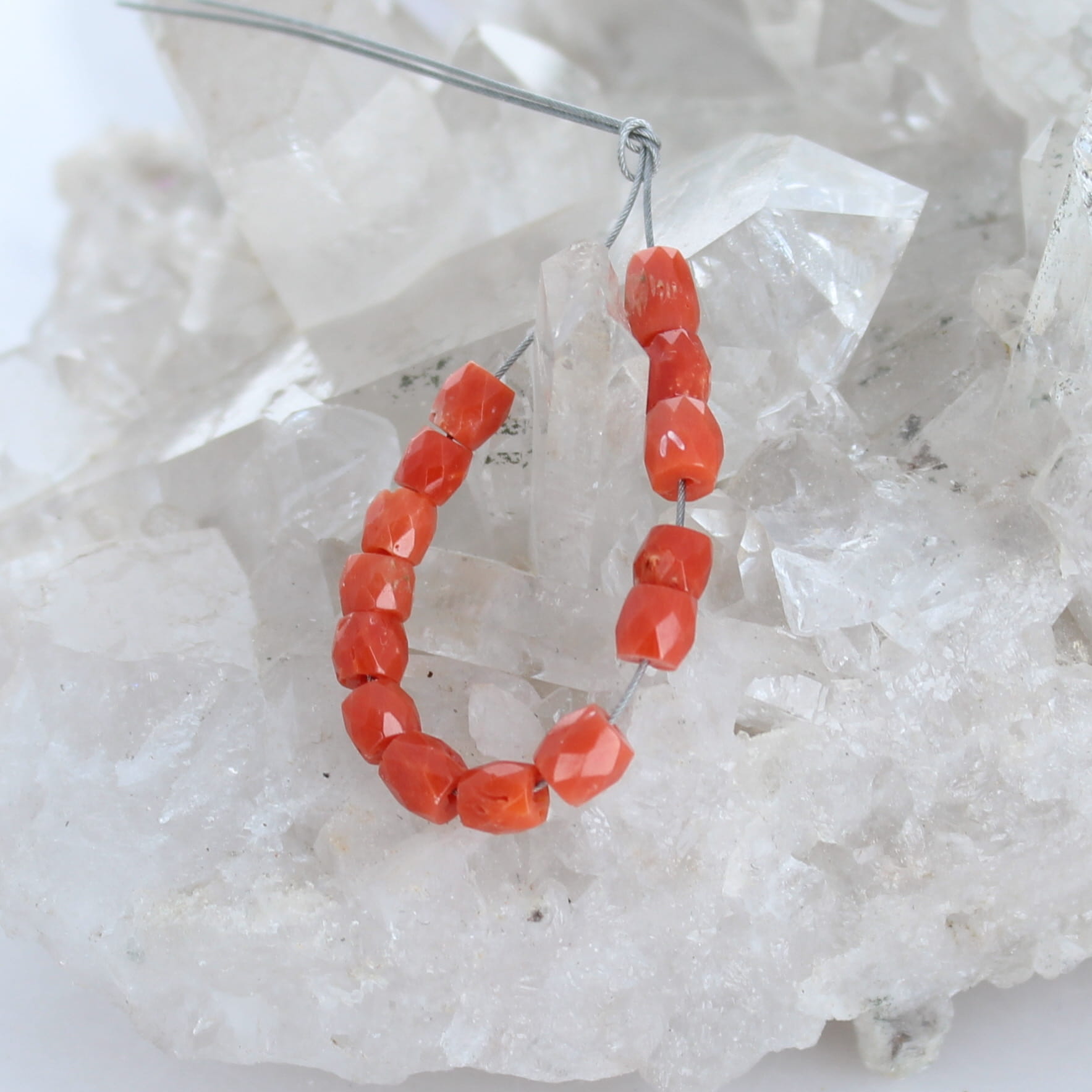 AAA Light Red Italian Coral Beads Pueblo Shaped 4mm 12 Beads