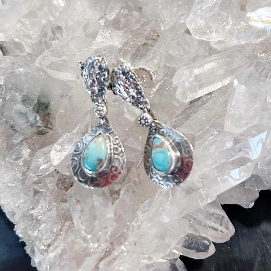 DRY CREEK TURQUOISE Earrings Buffalo Head Southwest Rare American Turquoise