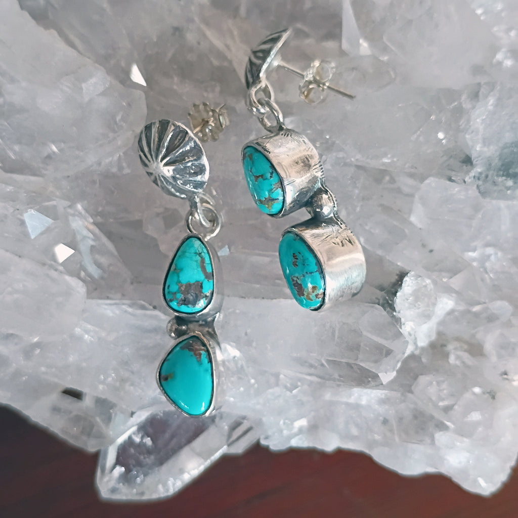 Sierra Bella Turquoise 2 Stone Earrings Boho Southwest