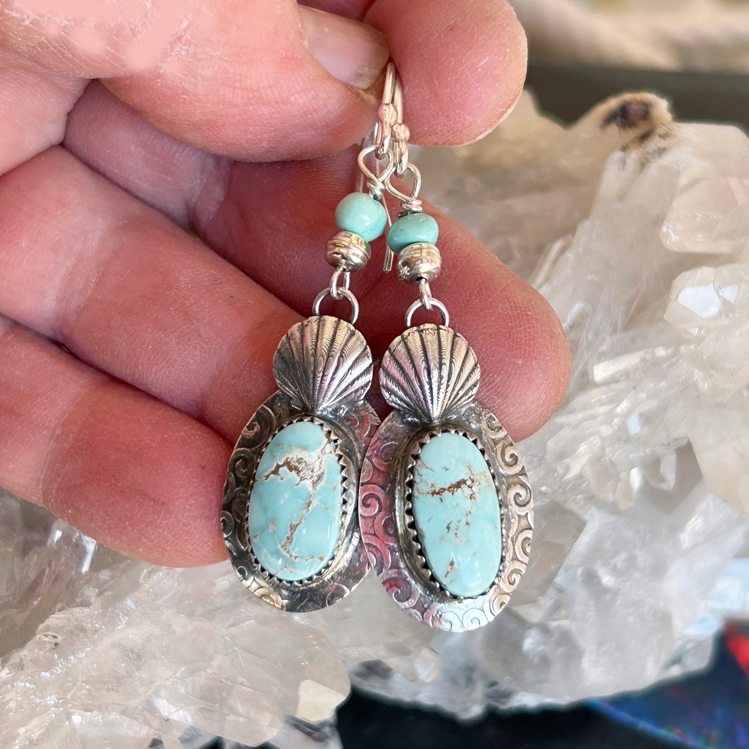 AAA DRY CREEK Turquoise Earrings Sterling Boho Southwest