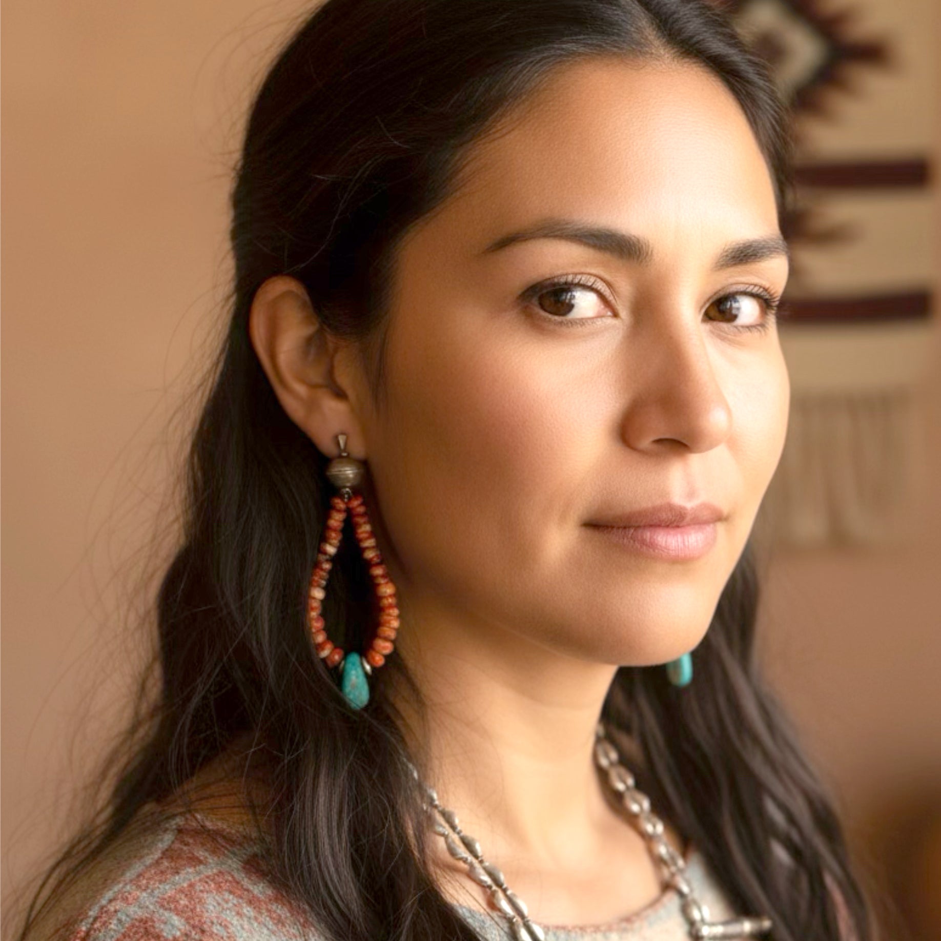 Sleeping Beauty Turquoise and Spiny Oyster Earrings Sterling Silver Jacla