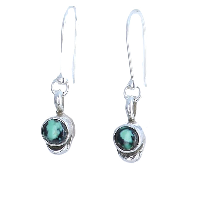 New Lander Turquoise Tiny Moon Earrings Southwest Sterling Silver