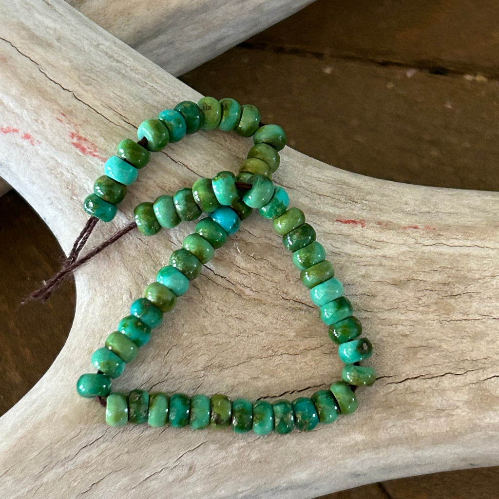 Sonoran Gold Turquoise Beads Lime Green Blue 4mm Rondelles 5"