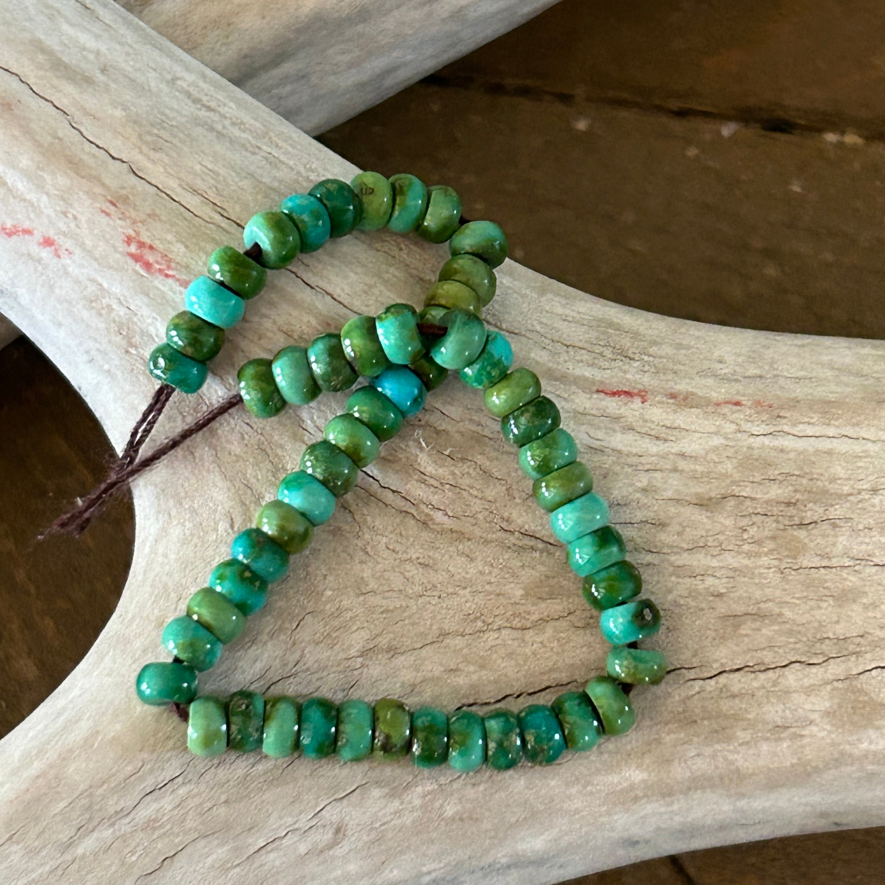 Sonoran Gold Turquoise Beads Lime Green Blue 4mm Rondelles 5"