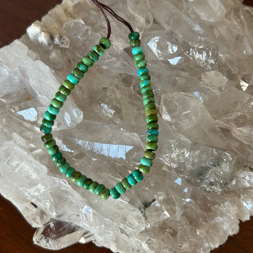 Sonoran Gold Turquoise Beads Lime Green Blue 4mm Rondelles 5"