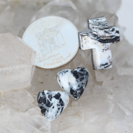 Rare White Buffalo Turquoise Cabochon Components 3 Pcs