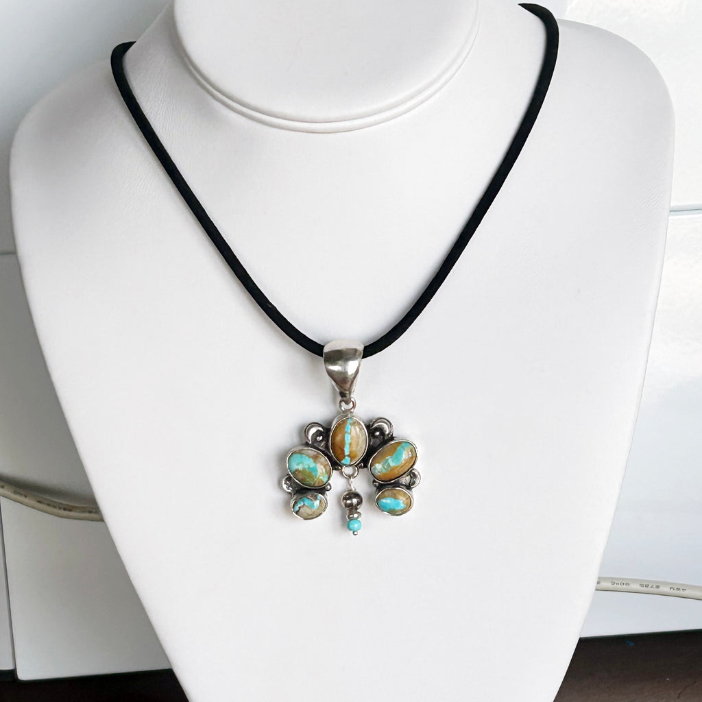 Royston Ribbon Turquoise Naja Moon Pendant Sterling Silver Southwest Elegance