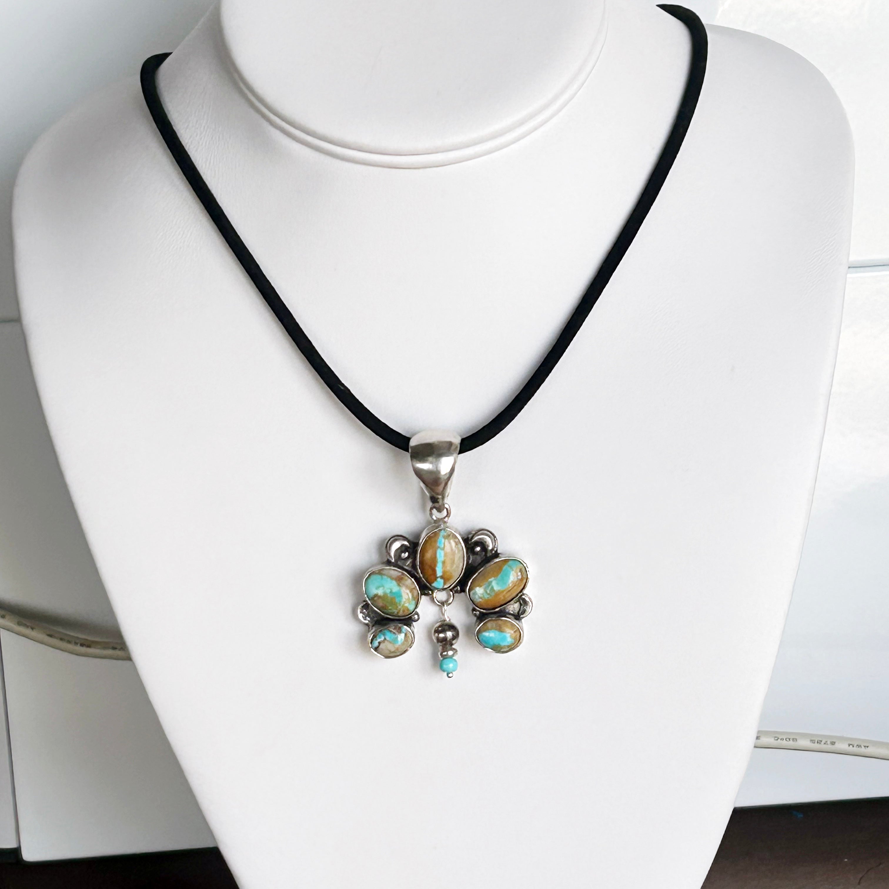 Royston Ribbon Turquoise Naja Moon Pendant Sterling Silver Southwest Elegance