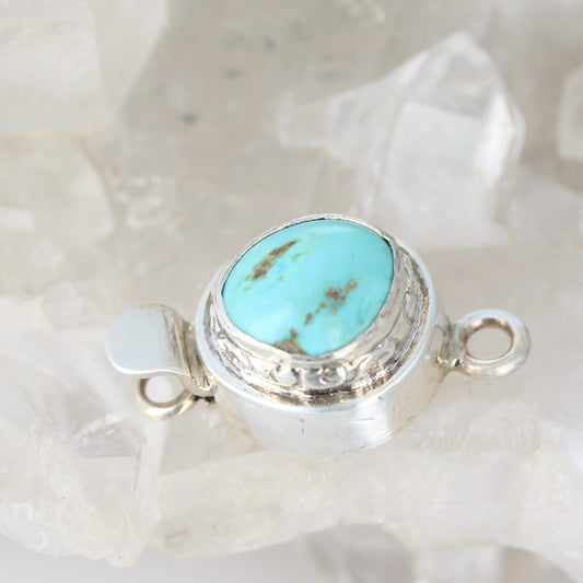 Castle Dome Turquoise Sterling Clasp Free Form Aqua