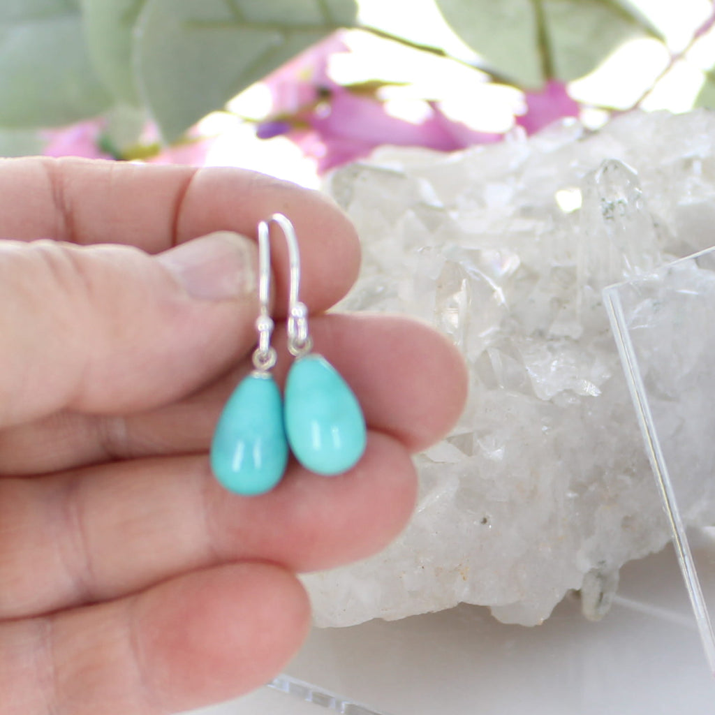 AAA Robins Egg Blue CAMPITOS TURQUOISE Earrings Teardrops Sterling