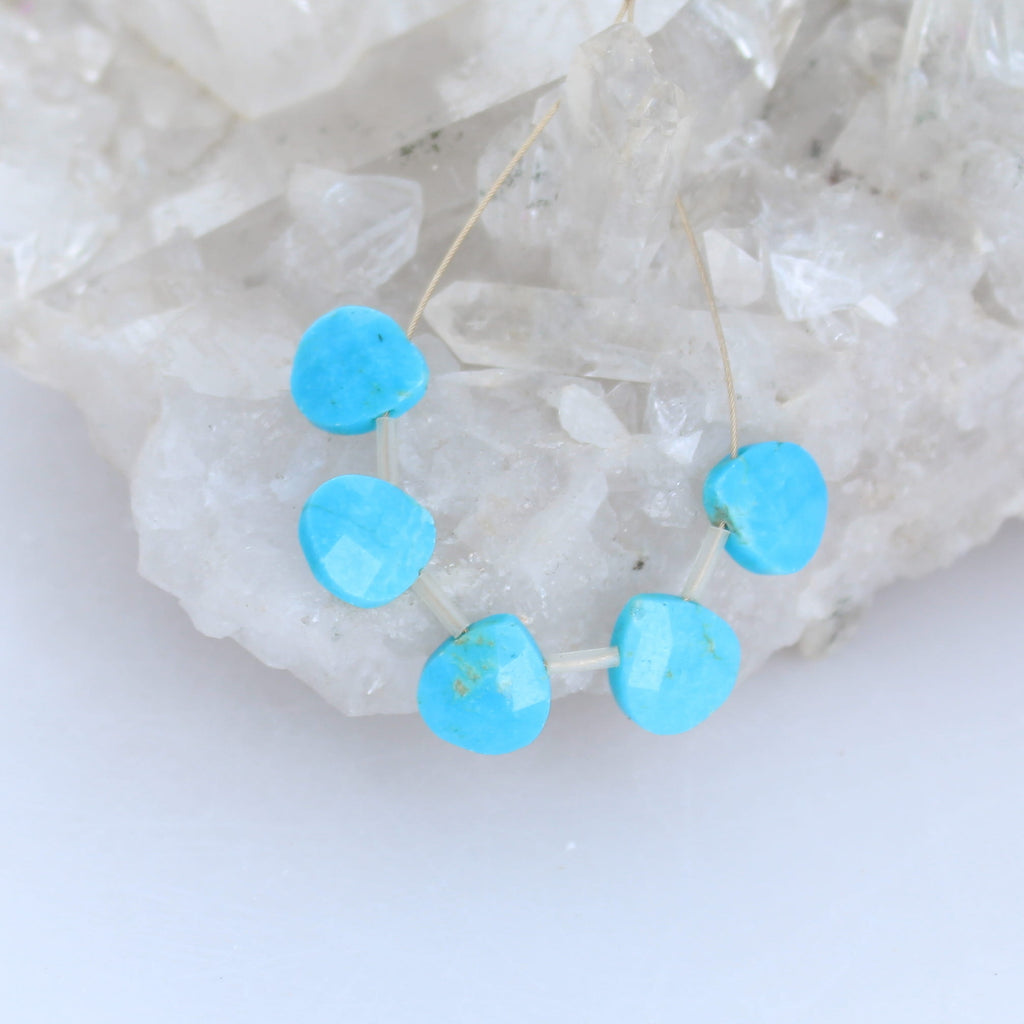 Bright Blue TURQUOISE Beads Briolettes 5 Pcs