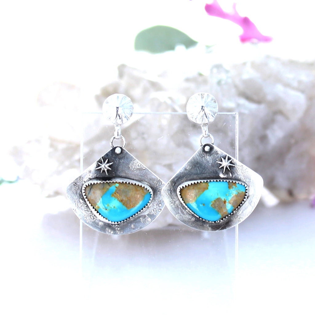 ROYSTON Turquoise Earrings Sterling Blue Golden