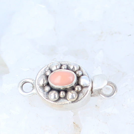 Salmon Coral Clasp Sterling Ball Design 4X6mm -NewWorldGems
