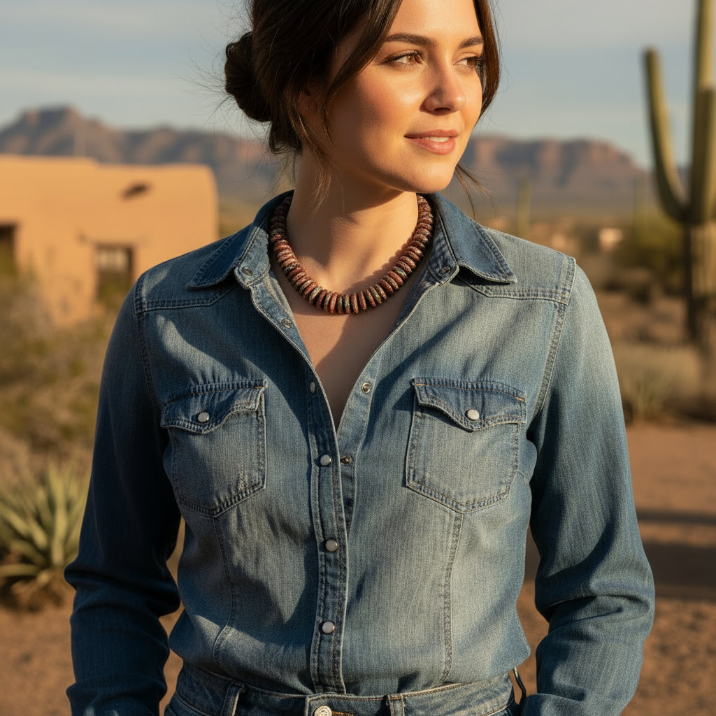 Southwestern PURPLE SPINY OYSTER Blue Turquoise Necklace 19" New World Gems