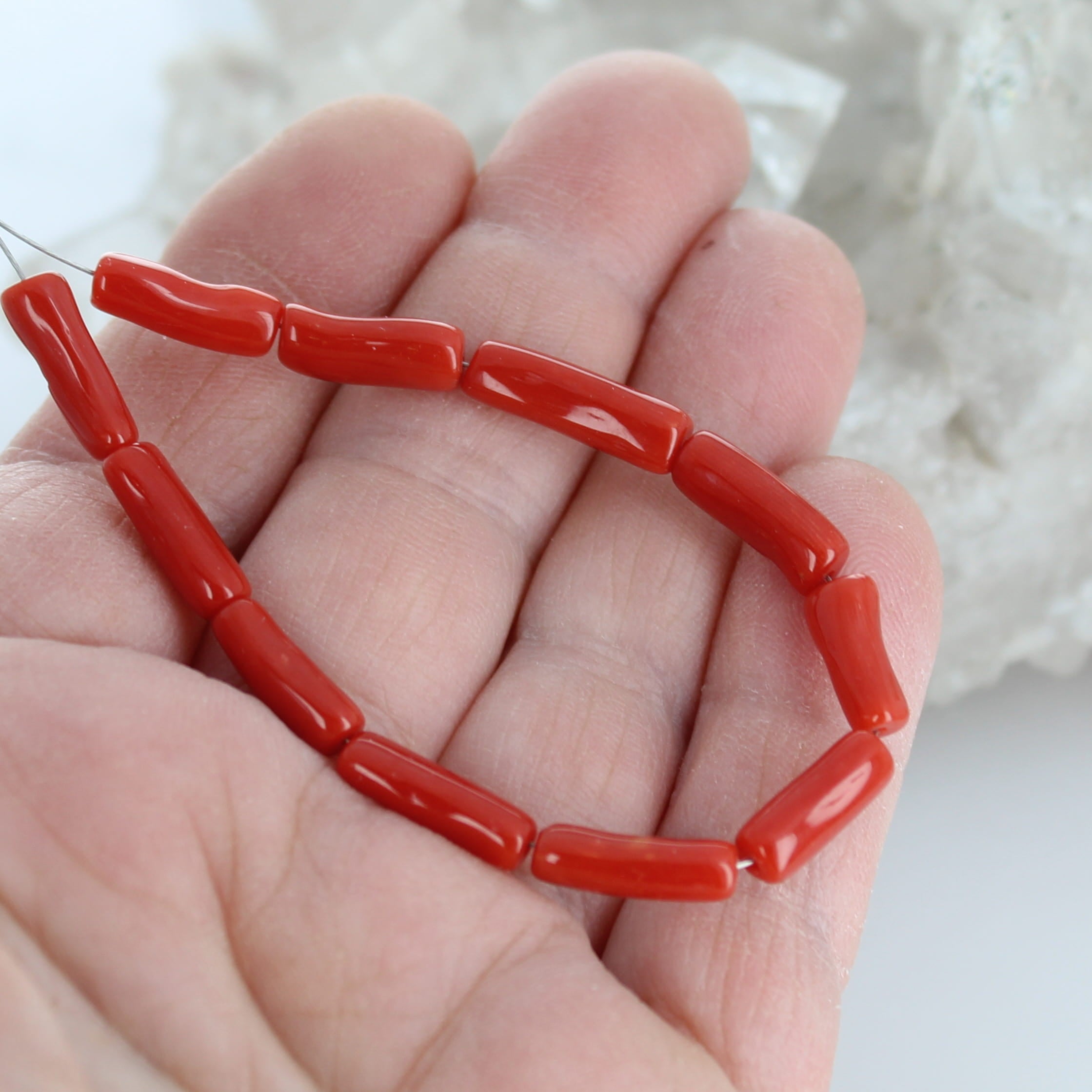 RED ITALIAN CORAL Branch Beads 4x12-14mm