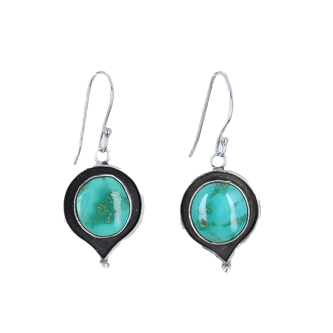 Emerald Valley Turquoise Earrings Sterling Large Oval Patterns
