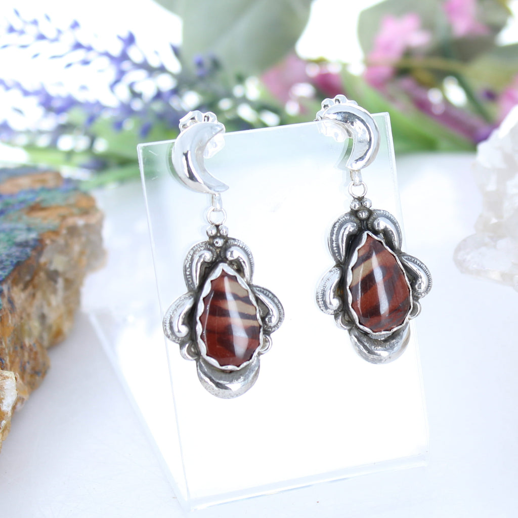 Many Moons Australian Zebra Stone Earrings Sterling Silver