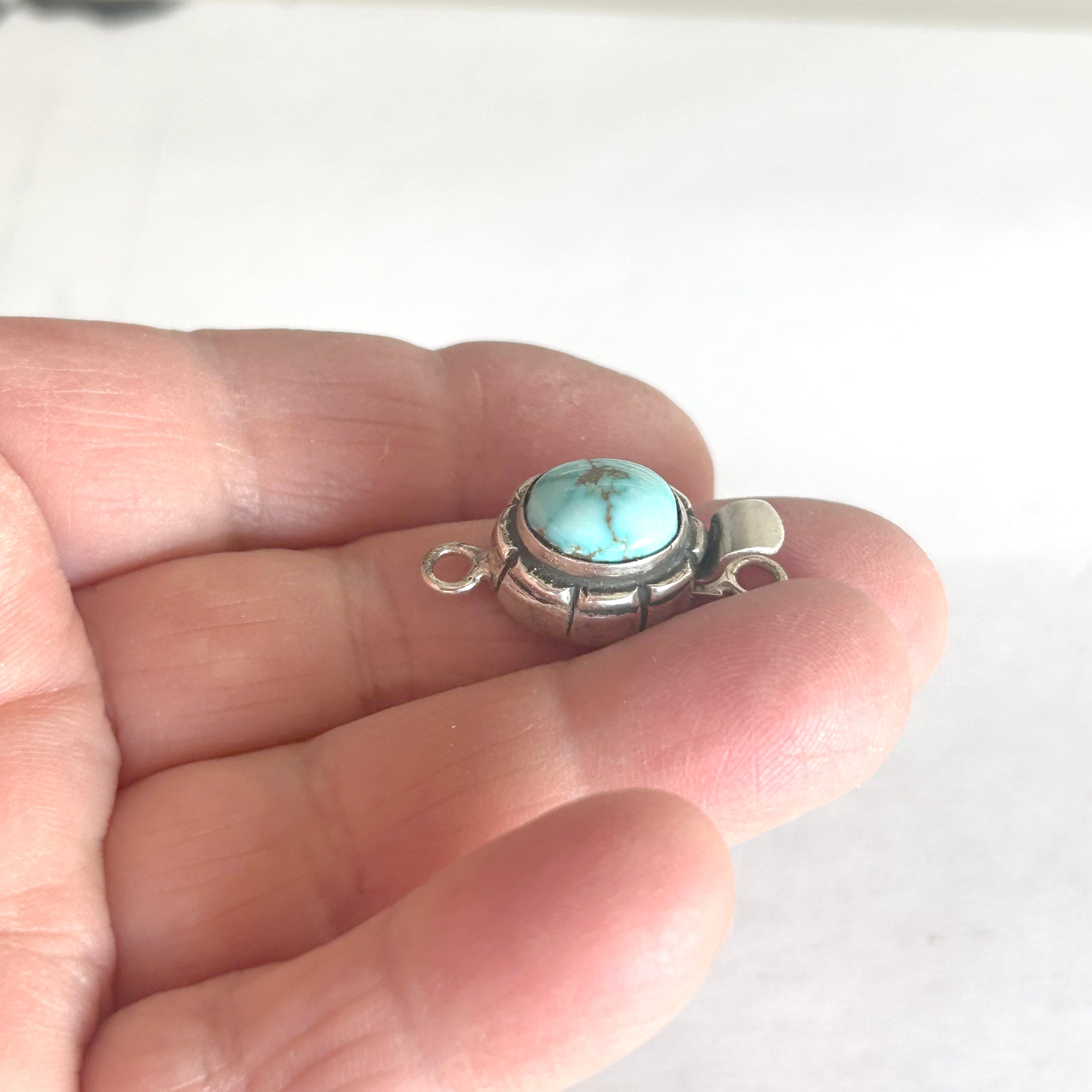 DRY CREEK TURQUOISE Clasp Sky Blue Southwest Sterling 11.5x9.5mm