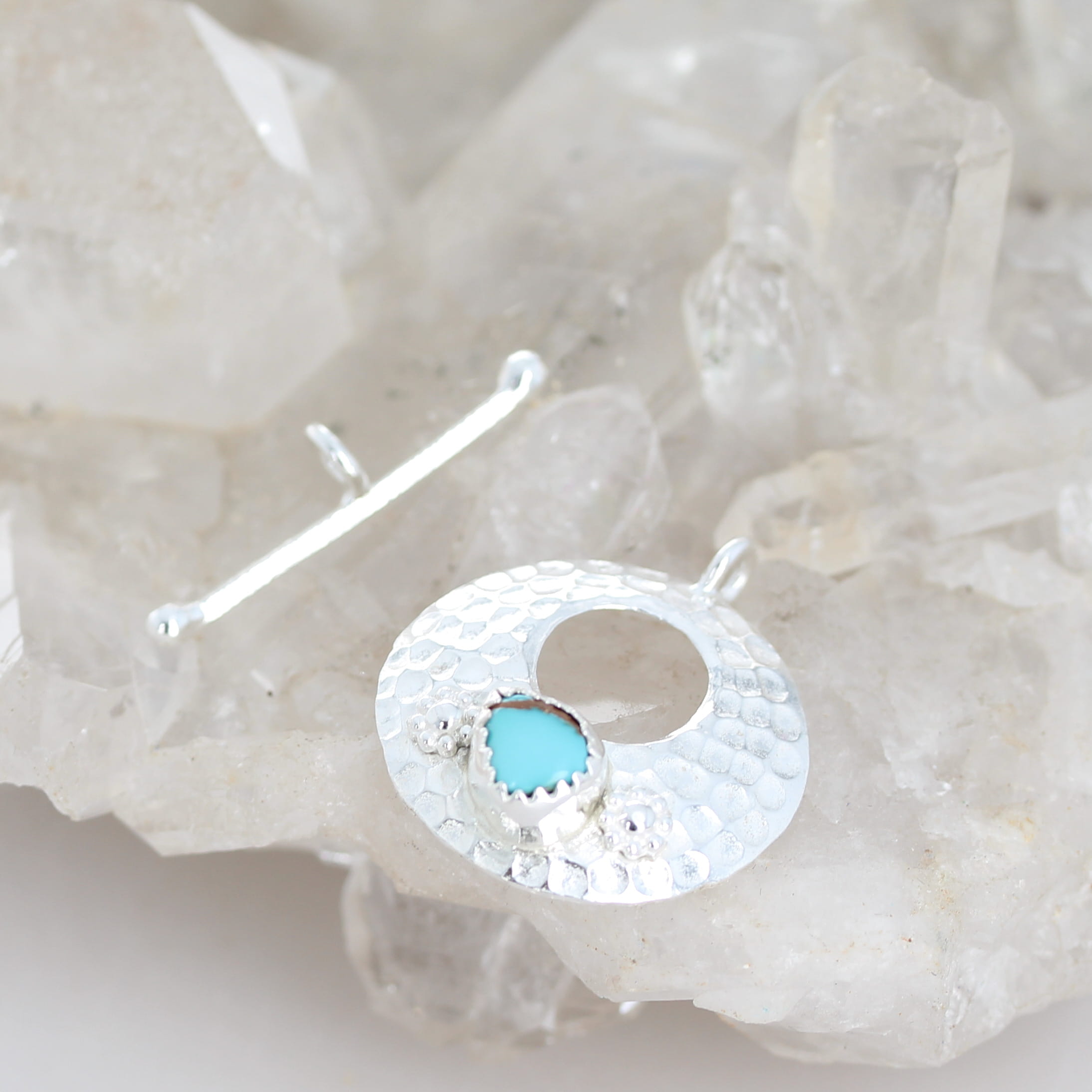 Small Blue Royston Turquoise Toggle Clasp Sterling 24mm