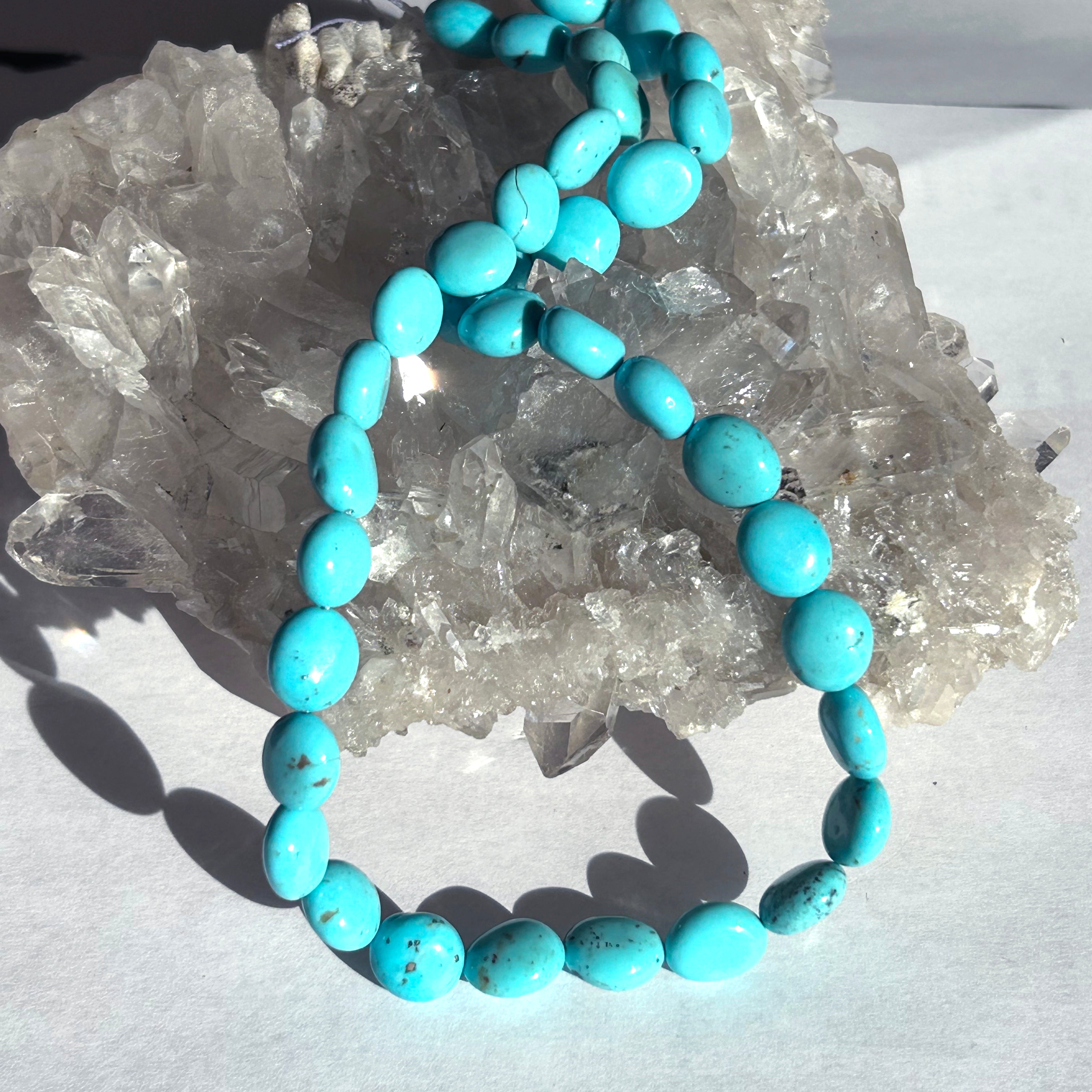 Exquisite Sky Blue Nacozari Turquoise Beads 10-11mm Coin Shaped 16"