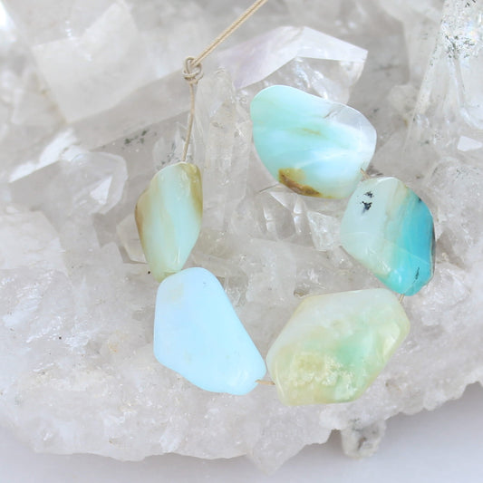 Gorgeous PERUVIAN OPAL Beads Ethereal Blue 14-16mm 5 Beads