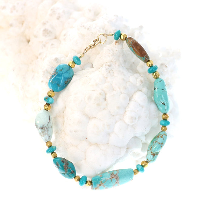 Gold Carico Lake Turquoise Bracelet 18k
