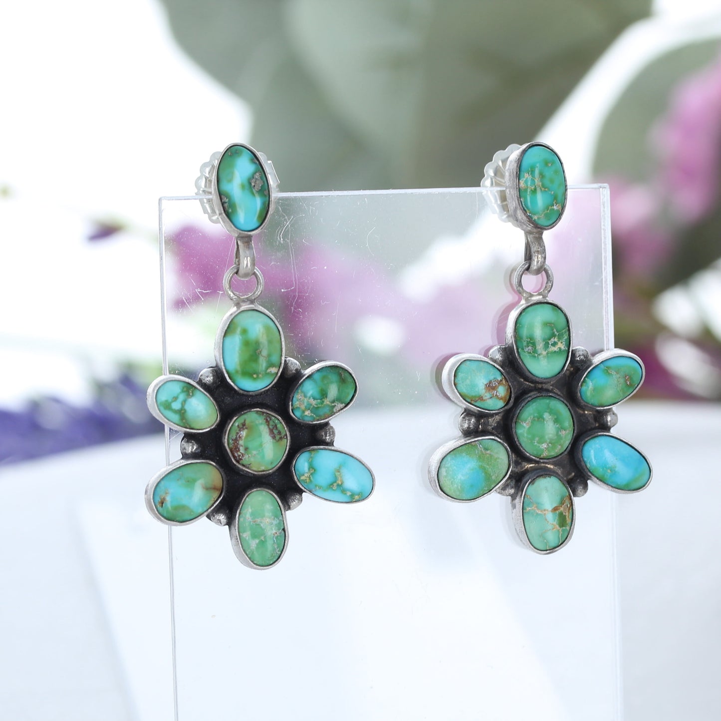 Sonoran Gold Earrings Sterling 8 Stone Large Florals