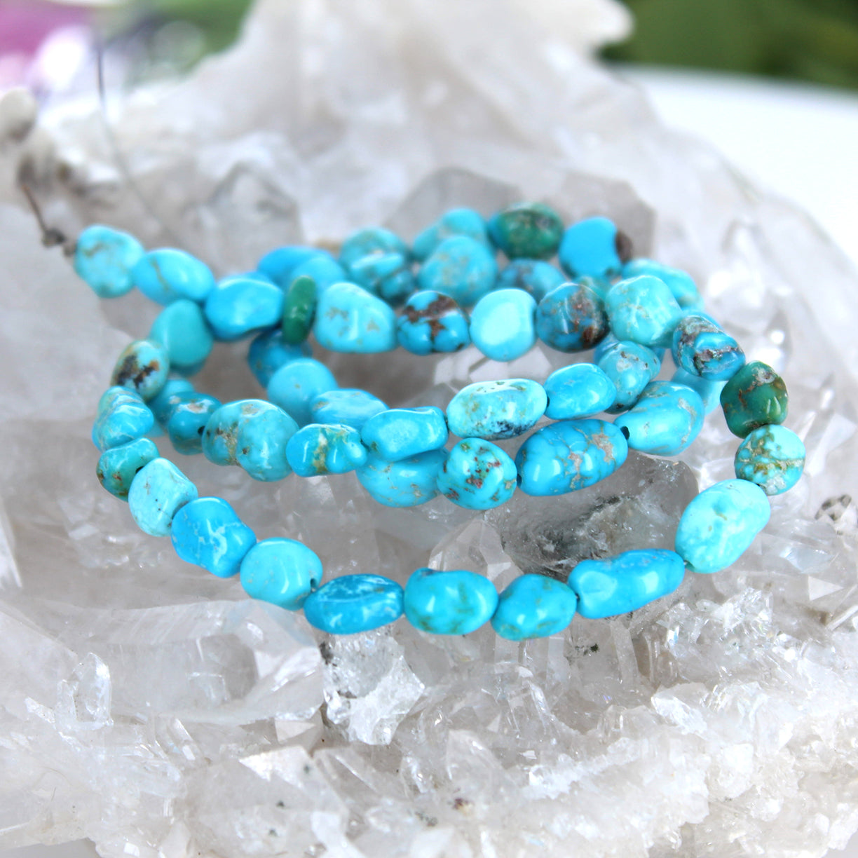 Kingman Turquoise Beads Potato Shapeed 6.5-7.5mm 16"